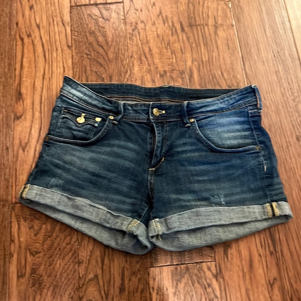 H&M Dark Blue Rolled Cuff Jean Shorts